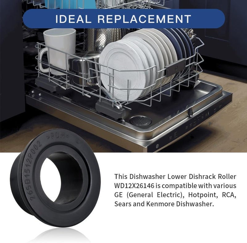 KOZHOM [Upgraded] WD12X26146 Dishwasher Wheels Lower Rack for GE, Lower Dishrack Roller, Replaces WD12X10435, AP6989036 (8 Pack) - Image 3